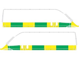 Striping Citroen Jumper/Peugeot Boxer L3H2 2006- Half Battenburg Green/Yellow/White  left   right  2