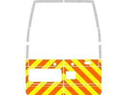 Striping Ford Transit  oud model  H3 Half Chevrons Oranje/Geel/Wit 10 cm