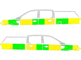 Striping Ford Ranger 4x4 Half Battenburg Groen/Geel/Wit  links   rechts 