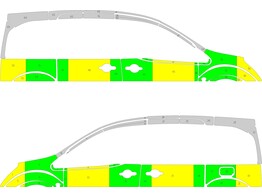 Striping Citroen Berlingo/Peugeot Partner 2008-2018 Half Battenburg Green/Yellow/White  left   right