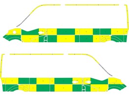 Striping Renault Master L3H2 Battenburg Groen/Geel/Wit  links   rechts  1 schuifdeur