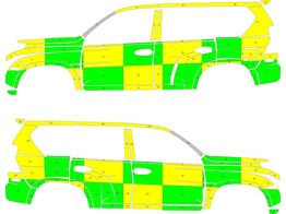 Striping Toyota Landcruiser Battenburg Groen/geel/wit KIT  links   rechts  Brugman