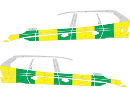 Striping Volvo XC60 2008-2016 Half Battenburg Grun/Gelb/Wei   links   rechts 