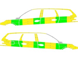 Striping Peugeot 308 SW 2020 - Half Battenburg Grun/Gelb/Wei   links   rechts 