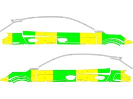 Striping Peugeot 208 Allure 2020 - Half Battenburg Grun / Gelb / Wei   links   rechts 