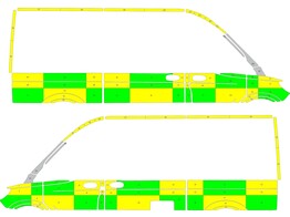Striping Mercedes Sprinter 2018 L2H2 - Battenburg T11500 Grun/Gelb/Wei   links   rechts  2 Schiebetu