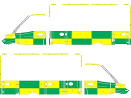 Striping Mercedes Sprinter 2019 Kastopbouw WAS Battenburg Groen/Geel/Wit  links   rechts  Evonik