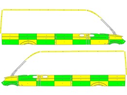Striping Mercedes Sprinter 2019 L3H2 - Battenburg Avery Prismatic T11500 Grun / Gelb / Wei  KIT  lin