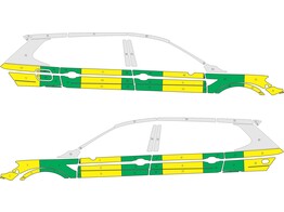 Striping Volkswagen Tiguan Allspace 2020 - Half Battenburg Grun / Gelb / Wei   links   rechts 
