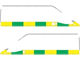 Striping Ford Transit L4H3  oud model  Half Battenburg Green/Yellow/White  rechts links  1 schuifdeur