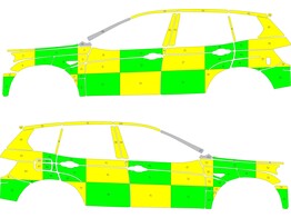 Striping BMW X3 2011-2016 Battenburg geel/groen/wit MUG