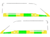 Striping Ford Transit L3H2 Half Battenburg Green/Yellow/White  links   rechts  2 Schuifdeuren ASIMEX