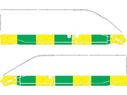 Striping Renault Trafic/Opel Vivaro 2010-2015 L2H1 - Half Battenburg Grun / Gelb / Wei  KIT  links  