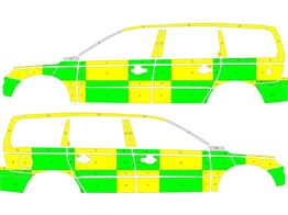 Striping Volvo V70 2008-2016 Battenburg Grun/Gelb/Wei  KIT  left   right  CHR Verviers