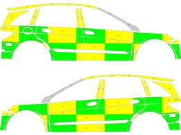 Striping Mercedes R320 CDI 4mat  2006-2009  - Battenburg Avery Prismatic T11500 Vert/Jaune/Blanc KIT
