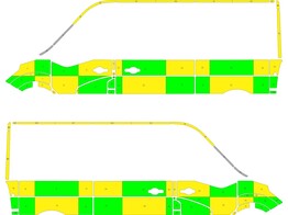 Striping Renault Master/Opel Movano/Nissan V400 L2H2 Battenburg Groen/Geel/Wit  links   rechts  2 schuifdeuren GOSSELIES