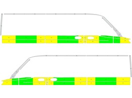 Striping Mercedes Sprinter 2018 L2H1 - Half Battenburg T11500 Vert/Jaune/Blanc  gauche   droite  2 p