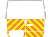 Striping Mercedes Sprinter 316  RWD  2018 H1 - Half Chevrons  onder vensters  T11500 Oranje/Geel/Wit 10 cm