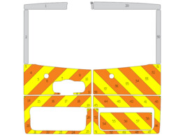Striping Renault Trafic/Opel Vivaro 2014 H1 - Half Chevrons  unter Fenster  V8000 Orange/Gelb/Wei  1
