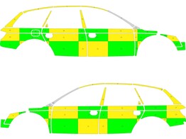 Striping Audi A6 Avant 2011-2018 MUG Battenburg Groen/Geel/Wit  links   rechts  1-ATB-340