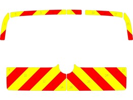 Striping Opel Combo/Fiat Doblo - Chevrons T7500 Rot/Gelb 10 cm - Heckklappe mit Sichtfenster - ZdS V