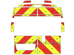 Striping Peugeot Boxer/Fiat Ducato/Citroen Jumper 2014- Chevrons Avery Prismatic T7500 Rood/Geel 20 cm