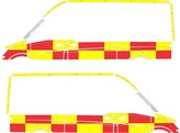 Striping Mercedes Sprinter L2H2 Battenburg Rouge/Jaune/Blanc  gauche   droite  2 portes coulissantes