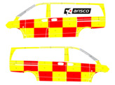 Striping Mercedes Vito 2015 A2 - Battenburg T11500 Red/Yellow/White  left   right  - 2 sliding doors