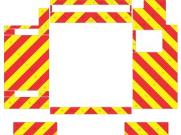 Striping Tankwagen C23 Citerne Mercedes Actros Vanassche Chevrons Rood/Geel 10 cm 1-KXD-670