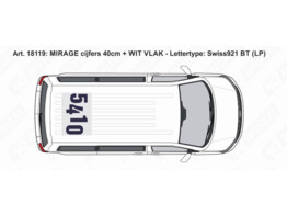 Mirage Roof Number LPA 40CM 4 Cijfers   basis wit reflecterend incl montage