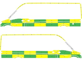 Striping Mercedes Sprinter L3H2 Battenburg Rood/Geel/Wit  links   rechts 