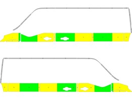Striping Renault Master 2018 L1H1 - Half Battenburg Grun / Gelb / Wei  KIT  links   rechts  2 Schieb
