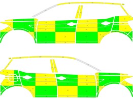 Striping VW T-CROSS Battenburg Groen/Geel/Wit  links   rechts 