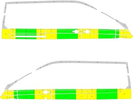 Striping Ford Transit Custom L2H2 half battenburg geel/groen/wit 1 schuifdeur rechts ASIMEX