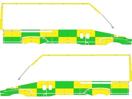 Striping Iveco Daily H2 L2 Battenburg KIT T11500 Green/Yellow/White  left   right  2 sliding doors