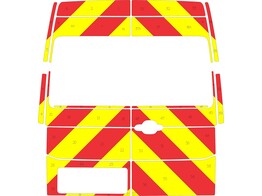 Striping MAN TGE/Volkswagen Crafter H3 2018- Chevrons Avery Prismatic rood/Geel 20 cm 2 achterdeuren zonder magneten