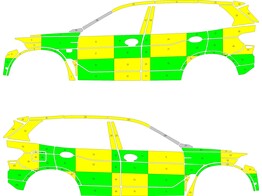 Striping BMW X5 2013-2018 CHU Liege MUG Battenburg Green/Yellow/White  links   rechts 