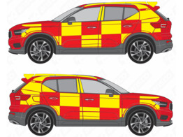 Striping Volvo XC40 2021- Battenburg Rot/Gelb/Wei  KIT  Links   Rechts 
