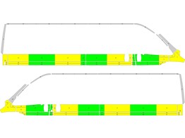 Striping Citroen Jumper/Peugeot Boxer L4H2 2006- Half Battenburg Groen/Geel/Wit  links   rechts  2 s