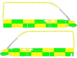 Striping Mercedes Sprinter 2019 L2H2 - Battenburg T11500 Grun/Gelb/Wei   links   rechts  2 Schiebetu