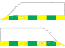 Striping Mercedes Sprinter old model L2H2 half Battenburg Green/Yellow/White  left   right   1 schui