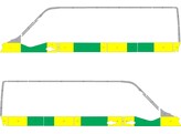 Striping Renault Master L3H2 Half Battenburg Groen/Geel/Wit  links   rechts  1 schuifdeur RKV Zwevez