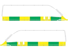 Striping Citroen Jumper/Peugeot Boxer L3H2 2006- Half Battenburg Green/Yellow/White  left   right  2