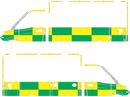 Striping Merc. Sprinter 2020 Kastopbouw Dulmer Waasland Battenburg Groen/Geel/Wit  links   rechts 