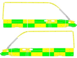 Striping Mercedes Sprinter 2018 L2H2 - Battenburg T11500 Green/Yellow/White  left   right  2 sliding
