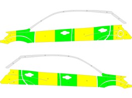 Striping Ssangyong Korando 2010 2019 - Half Battenburg Green/Yellow/White  Left   Right 