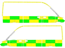 Striping Mercedes Sprinter 2018 L2H2 - Battenburg T11500 Grun/Gelb/Wei   links   rechts  2 Schiebetu