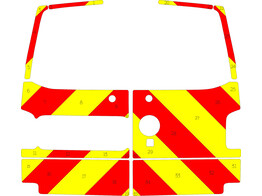 Striping Volkswagen Transporter T6 2016-2021 H1 - Chevrons T11500 Red/Yellow 20 cm - with wipers   c