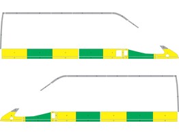 Striping Ford Transit L4H3  model vieux  Half Battenburg Vert/Jaune/Blanc  droite gauche  1 porte co