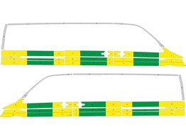 Striping VW T6 L2H1 Half Battenburg Groen/geel/wit 2 schuifdeuren